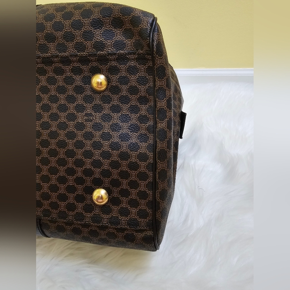 ❤🎉HOST PICK🎉❤️Rare Celine black&brown macadam triumph pvc boston travel MC98/1 - Picture 10 of 17